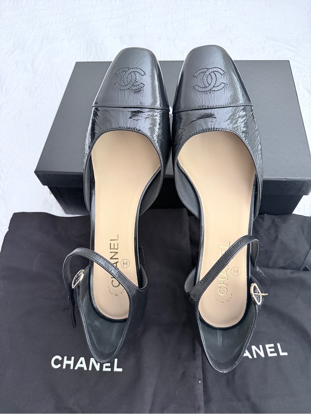 Authentic CHANEL Black Mary Janes 42